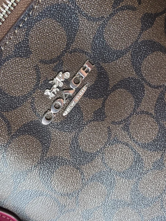 COACH Signature Tote with Pink Handles - Picture 3 of 11